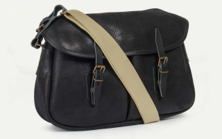 Nouveauté Bleu de Chauffe Magnifique Sac Musette du Pêcheur Taille M Cuir Waxé Charbon Noir