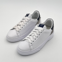 Pollini - Sneakers - Homme -  Blanc - Talon gris Bleu - semelle gomme 4