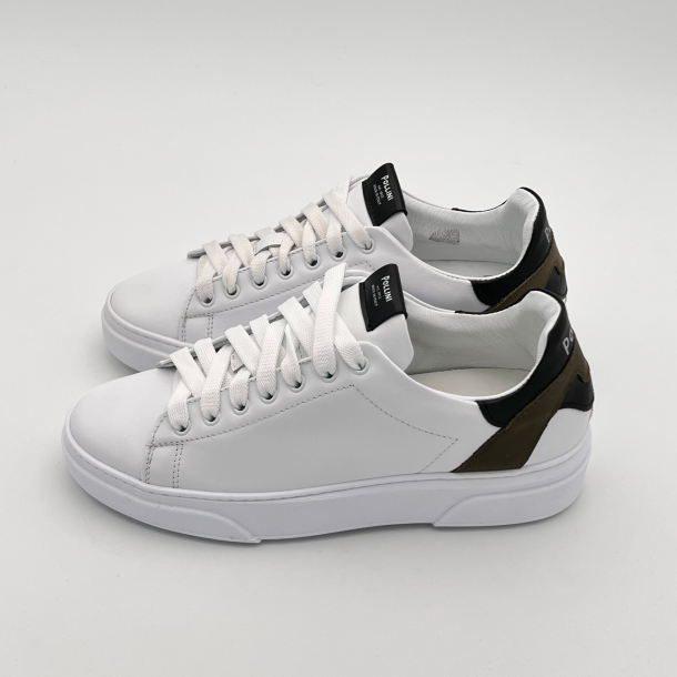 Pollini - Sneakers - Homme - Blanc - Talon Bleu Vert - semelle gomme 1