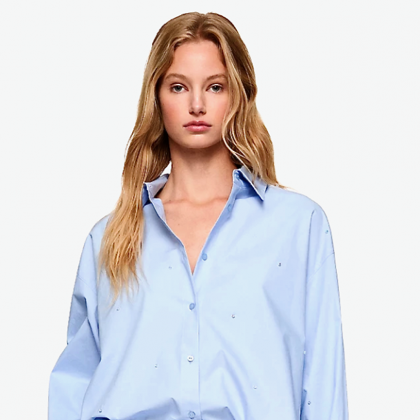 DONDUP - Chemisier bleu ciel et strass  4