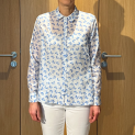ROSSO 35 - Chemise Blanche Fleurs Bleues - 70 % Coton 30 % Soie 1