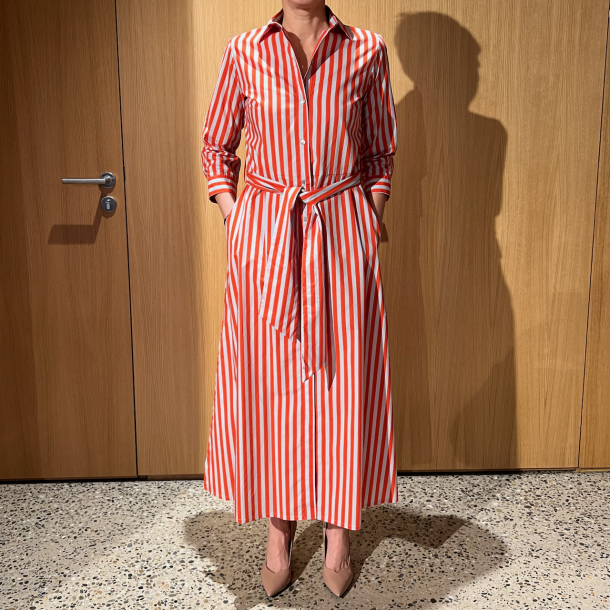 ROSSO 35 - Robe Rayure Gris et Rouge Orange - 100 % Coton  1