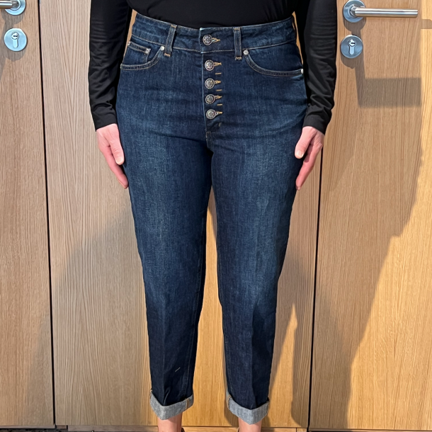 DONDUP - Jeans Koons Joyau - Denim Bleu Brut Bouton Métal Rosace 1