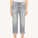 DONDUP - Jeans Koons Joyau - Denim Gris Strass aluminium poli 1