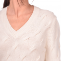 GRAN SASSO - Pull Col V Tressé - Ecru - 100 % Cachemire 2