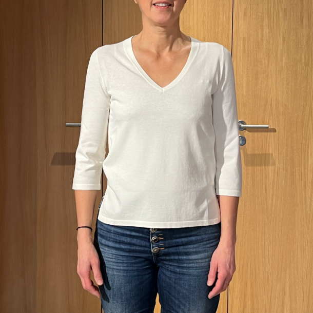 GRAN SASSO - Pullover Col V - Manches 3/4 - 2 Fentes latérales - écru 1