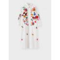 ROSSO 35 - Robe Blanches impression Multicolor Fleurs oiseaux - 100 % Coton 3