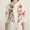 ROSSO 35 - Robe Blanches impression Multicolor Fleurs oiseaux - 100 % Coton 2