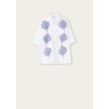 ROSSO 35 - Chemise Blanche Fleurs Bleues et blanches - 97 % Coton 3 % Polyester - Made in Italy - HS62063000 3