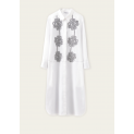 ROSSO 35 - Robe Blanche Broderie Fleurs Bleues Dos Rayures Blanches et Bleus - 97 % Coton 3 %  Polyester - Made in Italy - HS62044200 2