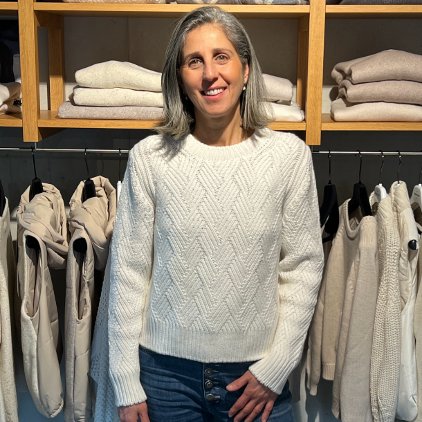 GRAN SASSO - Pull Col Rond Blanc Motif losange - 10277/15523 - Col 001 1