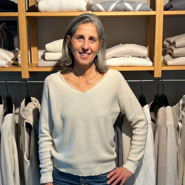 GRAN SASSO - Pull Col V - Ivoire et paillettes  - 14203/33003 - Col 002 1