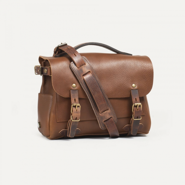 Bleu de Chauffe - Sac Postier Eclair S - Cuir - Brun Ambré 1