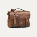 Bleu de Chauffe - Sac Postier Eclair S - Cuir - Brun Ambré 1