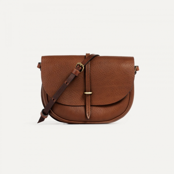 Bleu de Chauffe - Mini Sac Postier Java - Cuir - Brun Ambré 1