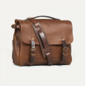 Bleu de Chauffe - Sac Postier Eclair M - Cuir - Brun Ambré 2