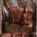 Bleu de Chauffe - Sac Postier Eclair M - Cuir - Brun Ambré 5