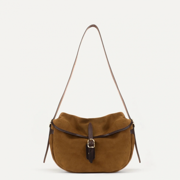 Bleu de Chauffe - Sac Femme -  Musette du pêcheur demi-lune Margot - Marron Noisette  1