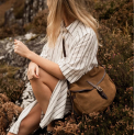 Bleu de Chauffe - Sac Femme -  Musette du pêcheur demi-lune Margot - Marron Noisette  5