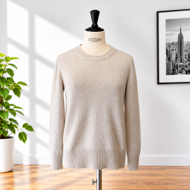 GRAN SASSO - Pull Femme col rond Cashmere- 23220/23801- Couleur 111 Beige Chiné 1