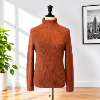 GRAN SASSO - Pull Femme Col Roulé 100 % Vintage Cashmere - 24288/15549 Couleur 902 Brun Orange