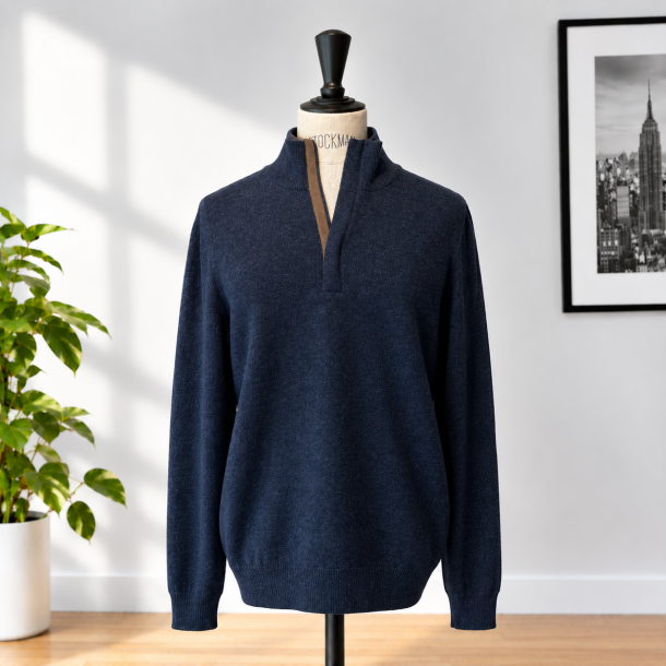 GRAN SASSO HOMME - Pull Col Zippé 55107 / 19674 couleur 589 Bleu 2