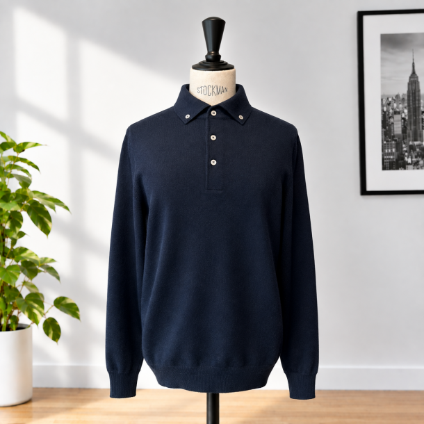 GRAN SASSO HOMME - Pull Col Polo 57163 / 14293 couleur 598 Bleu 2