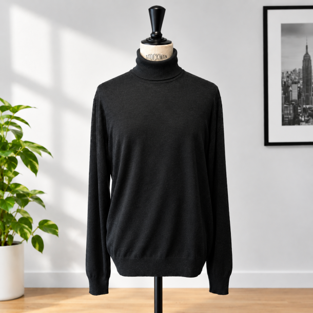 GRAN SASSO HOMME - Pull Col Roulé 43163 / 16401 couleur 099 Noir 2