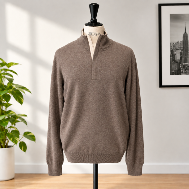 GRAN SASSO HOMME - Pull Col Zippé 55107 / 19674 couleur 123 Taupe 3