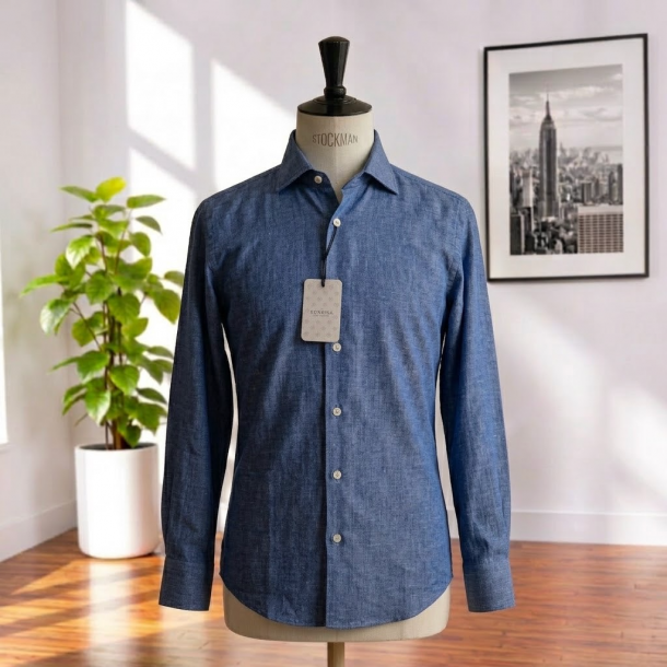 Sonrisa - Chemise - Fior di Cotone - Bleu Chiné - FJ17 - J134 - 02 1