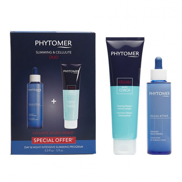 Phytomer - Coffret Duo Minceur et Cellulite - Soin Jour CELLULI  ATTACK Concentré Zones Rebelles 100 ml + CELLULI NIGHT COACH Sleeping Masque Intensif Cellulite 150 ml   1