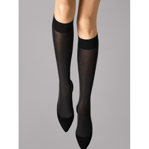 Wolford - Cotton Velvet - Knee Highs - Black 1