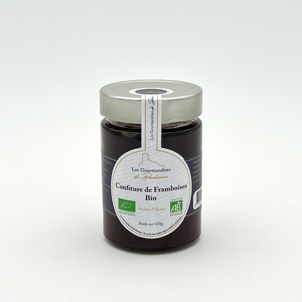 Confiture Framboises Biologiques grand pot verre 370 grs 1